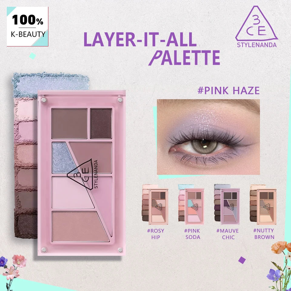 3CE PALETTE EYE,Blendable&High Pigment,Soft Texture&Buildable,Natural Look,Everyday Use,Korean Cosmetic,Korean Makeup