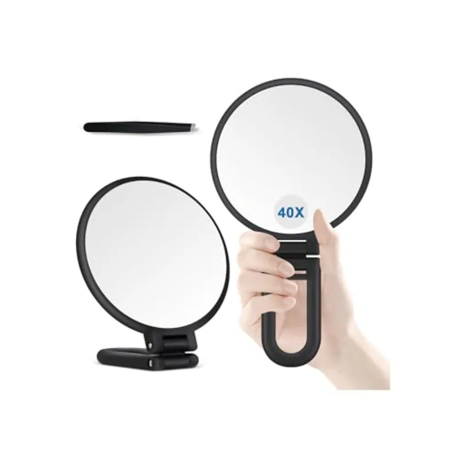 40X Magnifying Mirror, Hand Mirror for Makeup, Double Sided with 40X/1X Magnification, Travel Essential, Portable Foldable for
