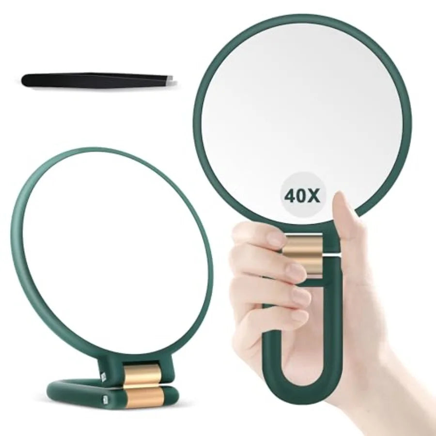 40X Magnifying Mirror, Hand Mirror for Makeup, Double Sided with 40X/1X Magnification, Travel Essential, Portable Foldable for