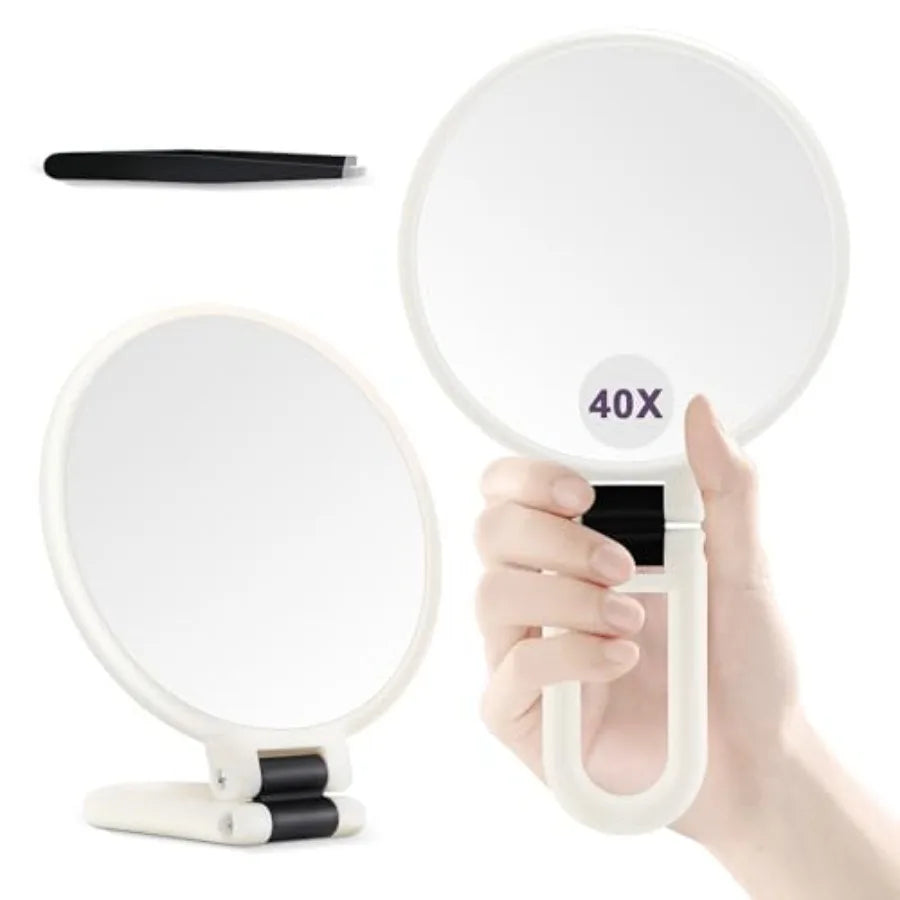 40X Magnifying Mirror, Hand Mirror for Makeup, Double Sided with 40X/1X Magnification, Travel Essential, Portable Foldable for