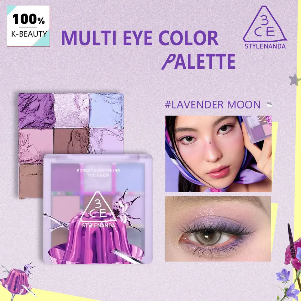 3CE Eye Color Plt-Lavender M.SCARF,High Pigment,Long-Lasting,Trendy&Multi-Use,Versatile,Luxurious,Korean Cosmetic,Korean Makeup
