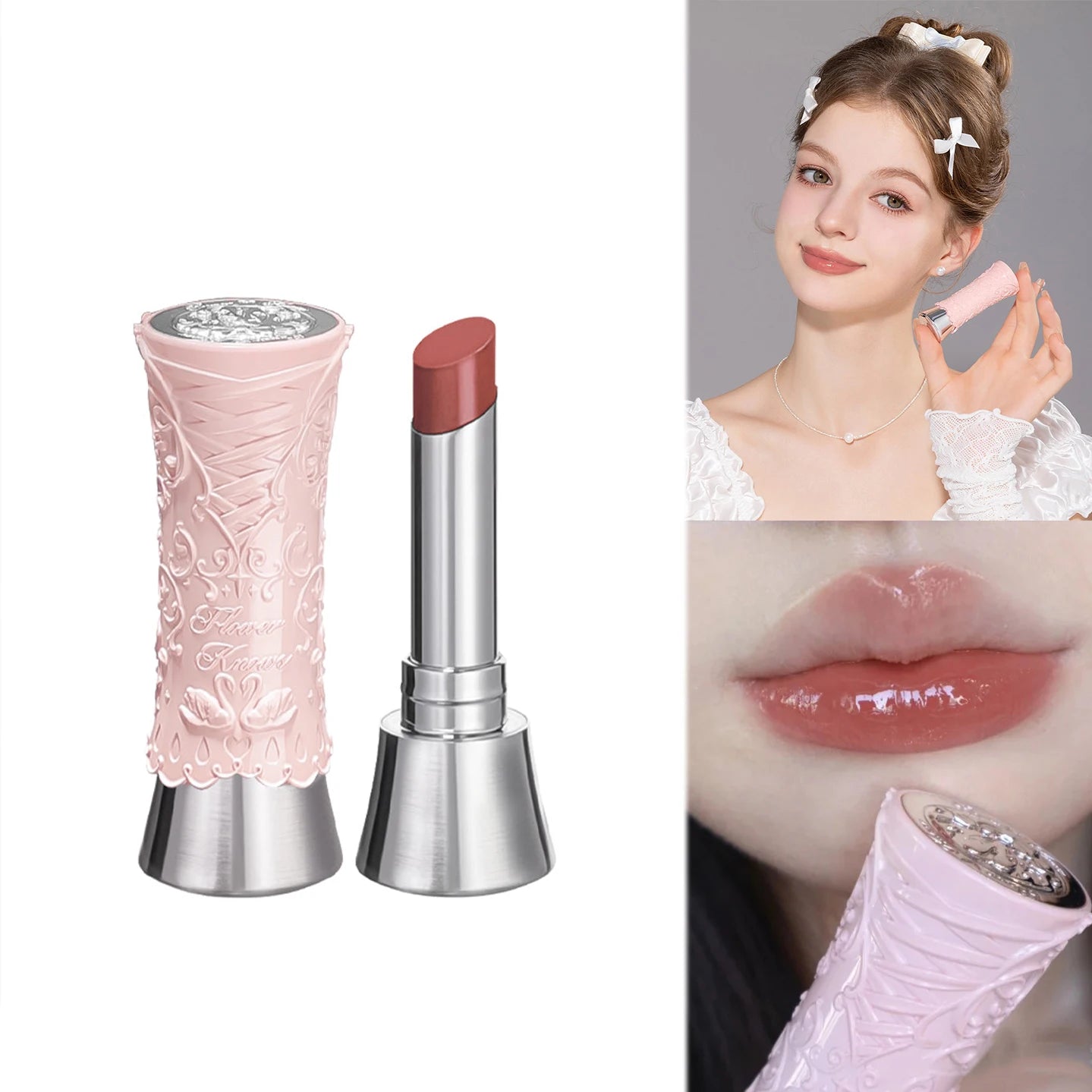 Flower Knows Full Collection Lip Gloss Tinted Lip Oil Vegan Hydrating Lip Makeup for Women Girls Non Sticky Moisturizing Shine
