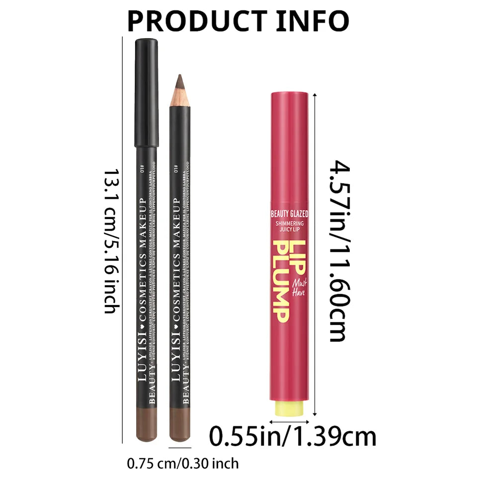 2pcs/set Lip Makeup Set:1PC Matte Lipliner+1PC Moisturizing Lipstick,Smudge-Proof, Natural Finish, Multiple Shade Lip Kit Combo,