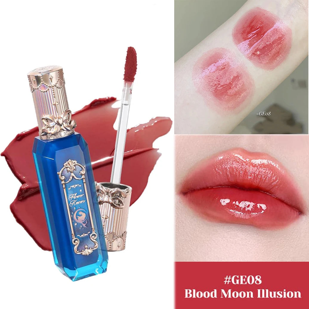 Flower Knows Full Collection Lip Gloss Tinted Lip Oil Vegan Hydrating Lip Makeup for Women Girls Non Sticky Moisturizing Shine