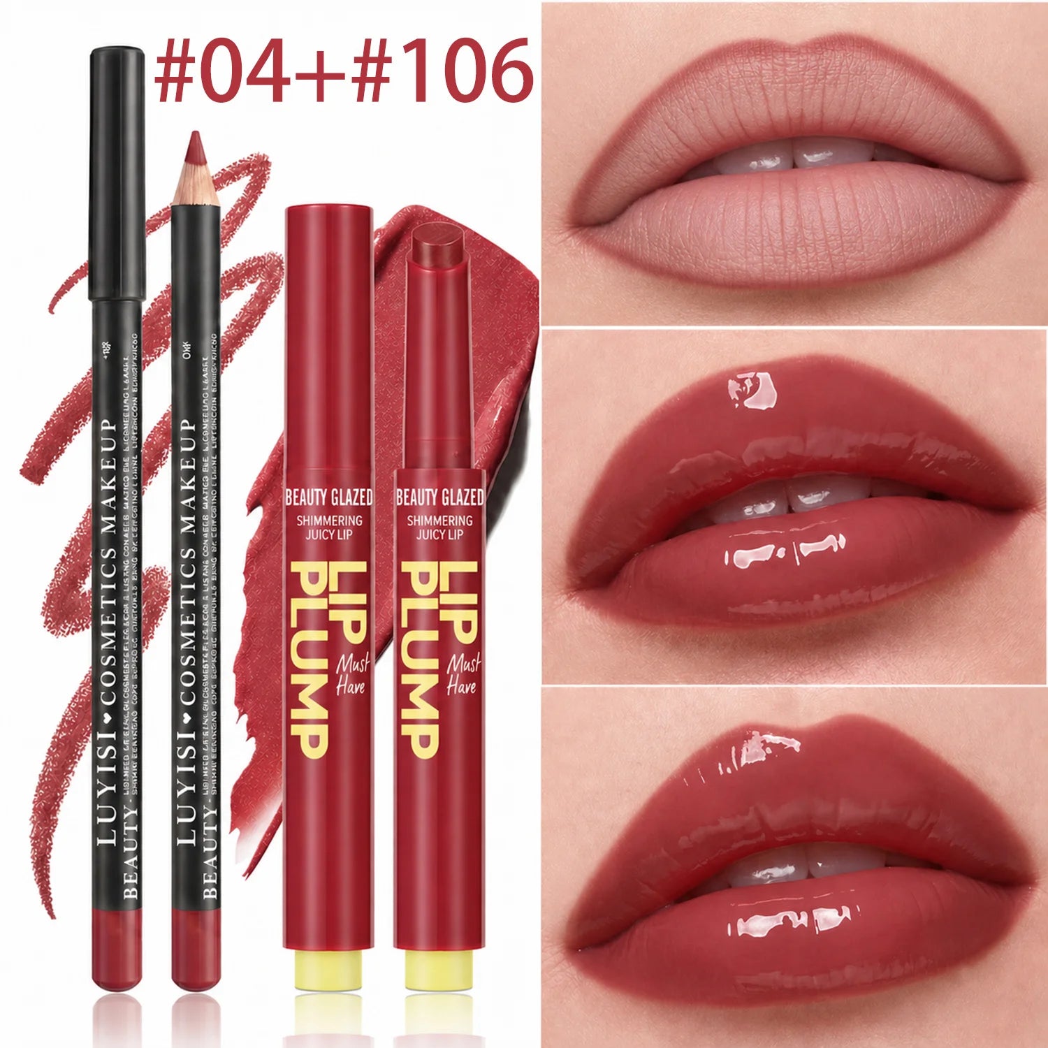 2pcs/set Lip Makeup Set:1PC Matte Lipliner+1PC Moisturizing Lipstick,Smudge-Proof, Natural Finish, Multiple Shade Lip Kit Combo,