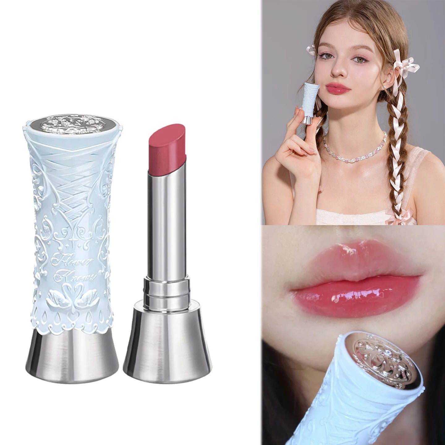 Flower Knows Full Collection Lip Gloss Tinted Lip Oil Vegan Hydrating Lip Makeup for Women Girls Non Sticky Moisturizing Shine